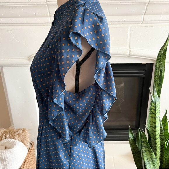 Rokoko Dark Teal Polka Dot Flowy
Midi Dress Size L - Picture 5 of 7